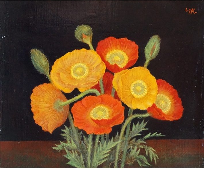 黒阪陽一【ポピー】油彩、F3号