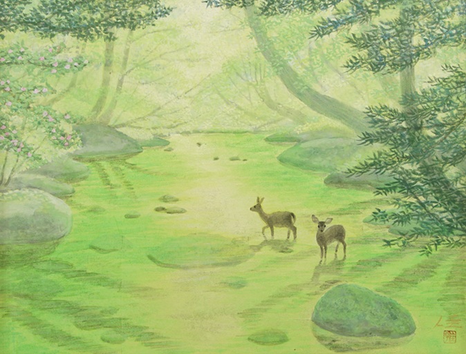 「煌めく水面 屋久島淀川」

岩絵具 6F