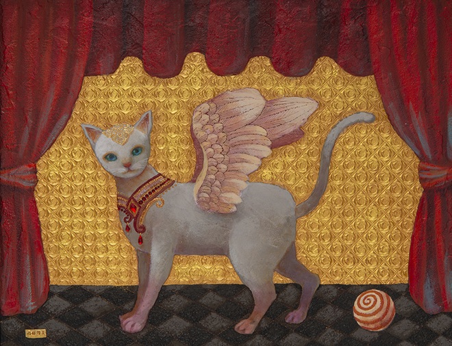 「空に棲むもの」</span><br />F6号、アクリル絵具