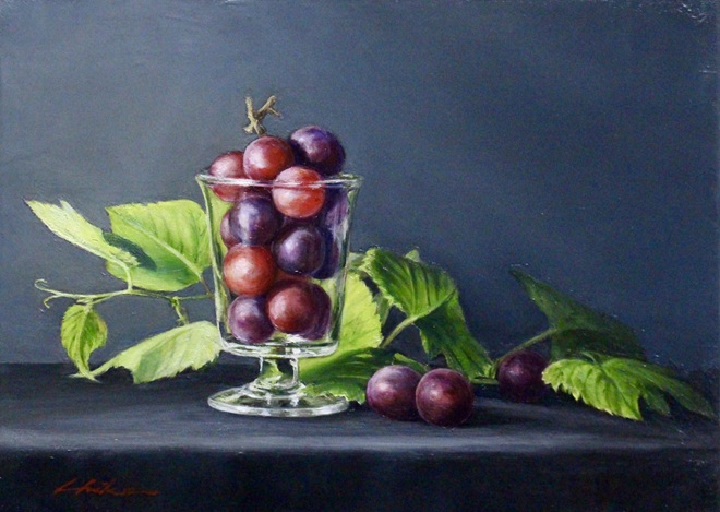 中尾 知花子「葡萄」</span>32×32cm<br />F4号、油彩