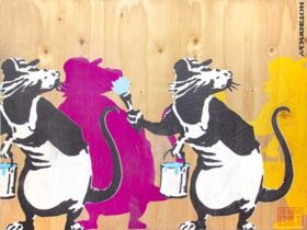 NOT BANKSY 「PAINT WITH LIES ORIGINAL 014 」　 スクリーンプリント、プライウッドパネル 60 × 80 cm