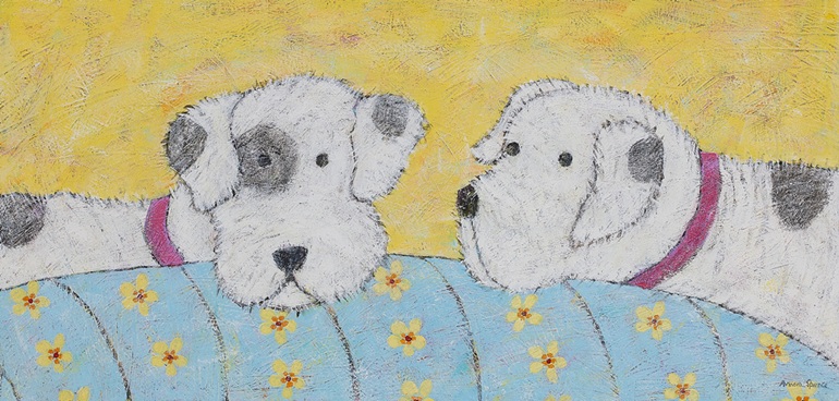 「テッドとフレッド」</span><br />油彩、25×52cm