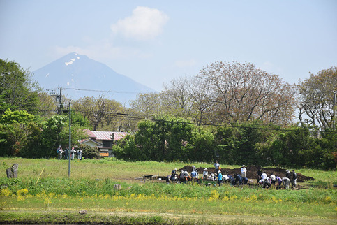 発掘ガールたちによる調査風景(令和7年度)