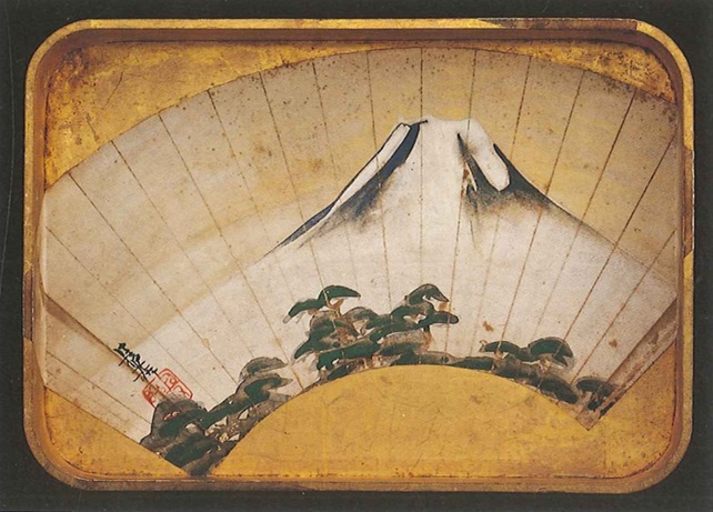 尾形光琳　富嶽図扇面（重要文化財　扇面貼交手筥のうち）　江戸時代中期　大和文華館蔵