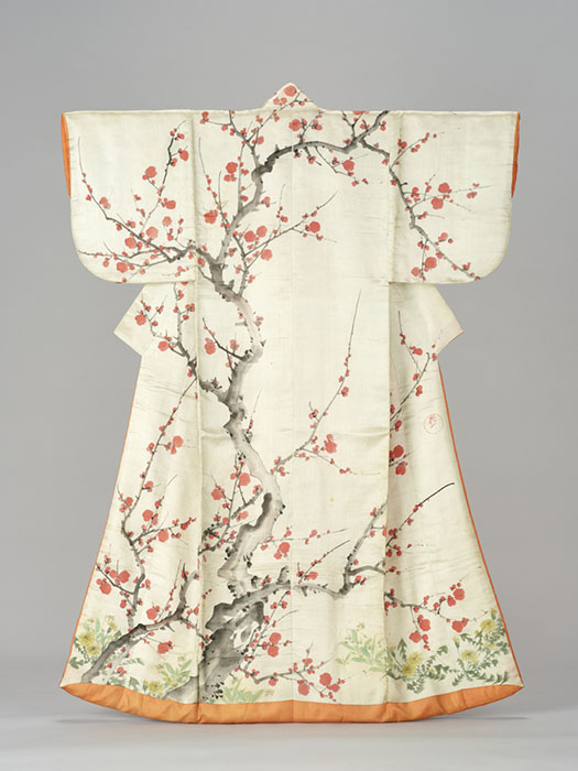 重要文化財　梅樹下草模様小袖　酒井抱一筆　国立歴史民俗博物館蔵　野村正治郎衣裳コレクション