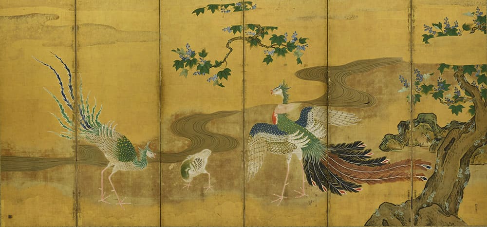 狩野常信《鳳凰図屛風》（右隻）　江戸時代・17-18世紀　東京藝術大学蔵