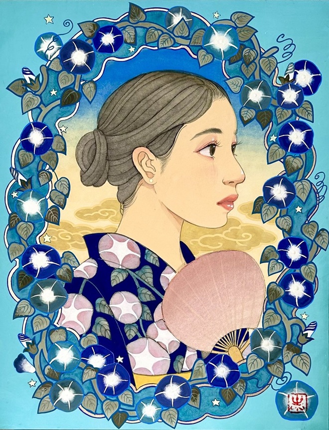 寺野 葉(てらの よう)
タイトル:「朝顔」
技法 :ミクストメディア
サイズ :6号