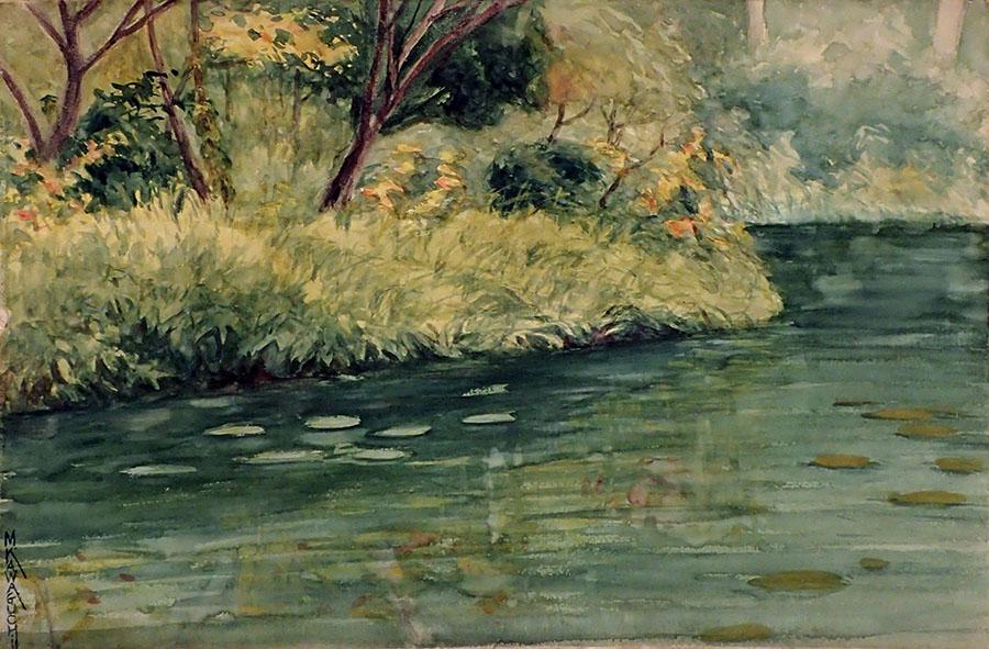 川口軌外 《鳥尾川風景(丹生ノ図)》 1910(明治43)年　水彩、紙　和歌山県立近代美術館蔵