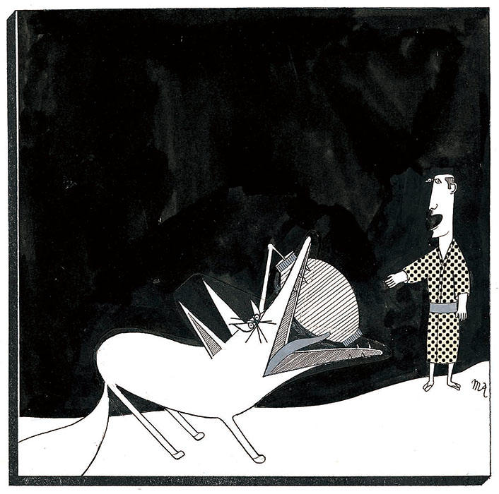 真鍋博《キツネのちょうちん》「愛媛の昔語り」第四部『愛媛新聞』1960年