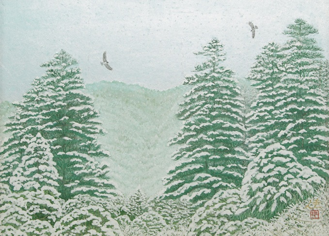 「白い森 鞍馬山」

岩絵具 8P