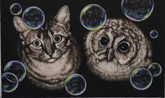 「シャボン玉」 カラーメゾチント

13×21㎝