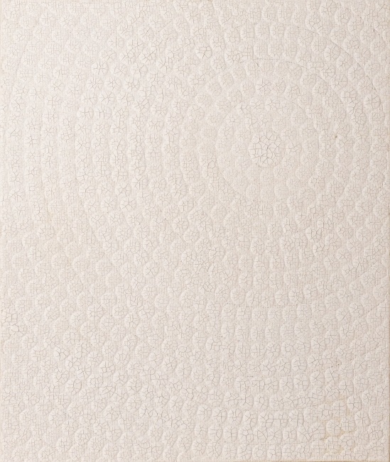 「紋」　2024年
53×46cm
キャンバス、土、樹皮布（木の皮から作られた布)、膠