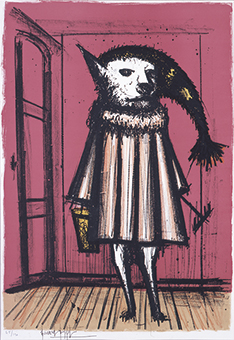 「私のサーカス」より《学者犬》 1968年 リトグラフ／紙，ベルナール・ビュフェ美術館蔵