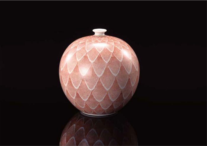 赤絵風車文　花瓶　

径25×高さ25cm　