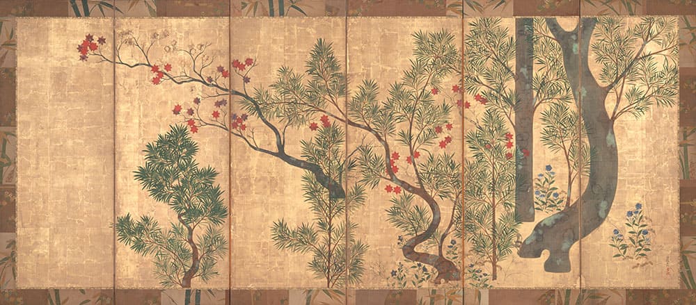 尾形光琳《槙楓図屏風》　18世紀　東京藝術大学蔵