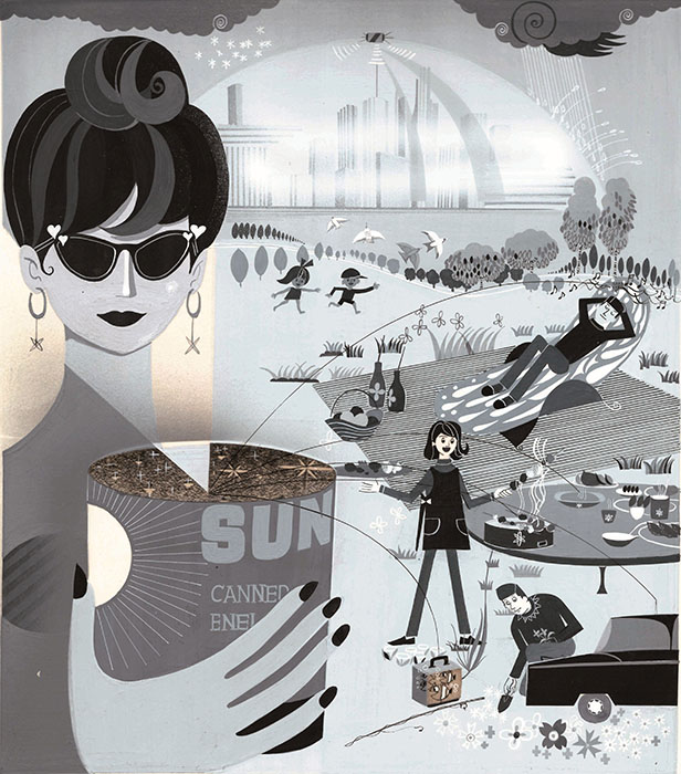 真鍋博 電気『2001年の日本』挿図原画 1969年