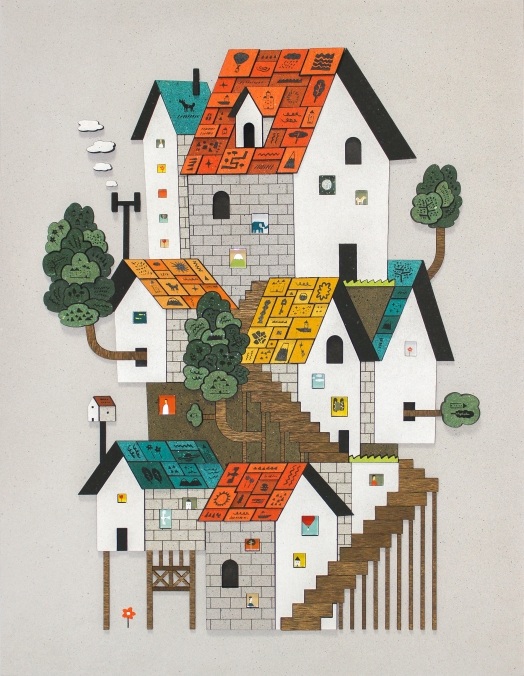 「家」　2025
P10号
アクリル、砂