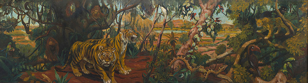 水谷清《東山動物園猛獣画廊壁画 No. 2》 1948　名古屋市美術館蔵