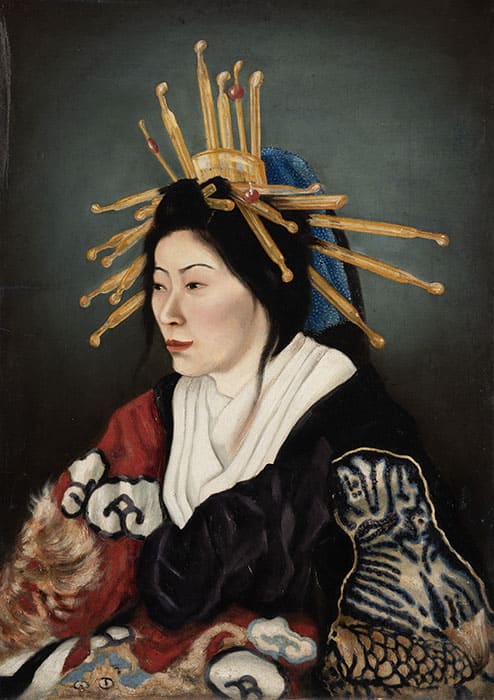 高橋由一《花魁》　明治5年（1872）　東京藝術大学蔵