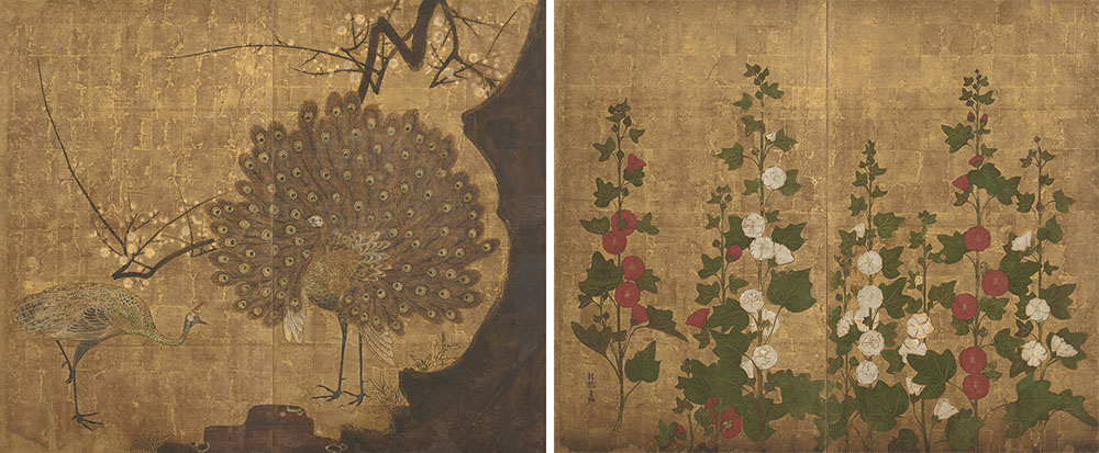 尾形光琳《孔雀立葵図屏風》江戸時代 18世紀 重要文化財 石橋財団アーティゾン美術館
※展示期間:2026年4月7日~5月24日