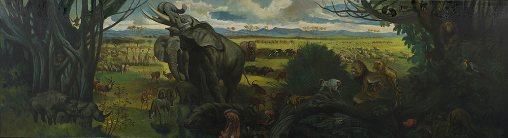 宮本三郎《東山動物園猛獣画廊壁画 No. 3》 1948　名古屋市美術館蔵