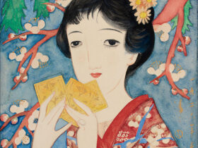 竹久夢二《初春》1926 年　福田美術館蔵（旧河村コレクション）