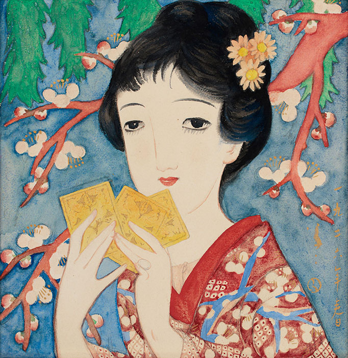竹久夢二《初春》1926 年　福田美術館蔵（旧河村コレクション）