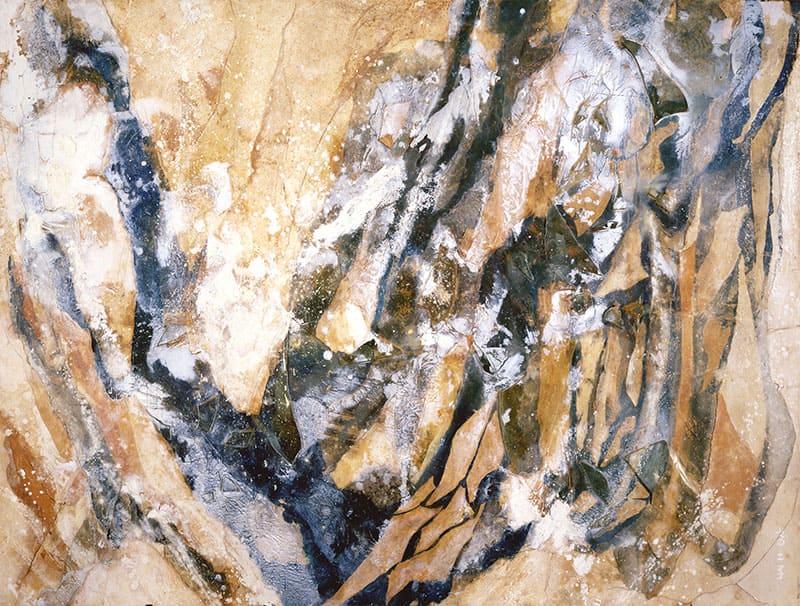 白髪富士子 《作品 No.1》 1961年　油彩、和紙、ガラス・カンヴァス　181.5×245.0cm　高松市美術館蔵