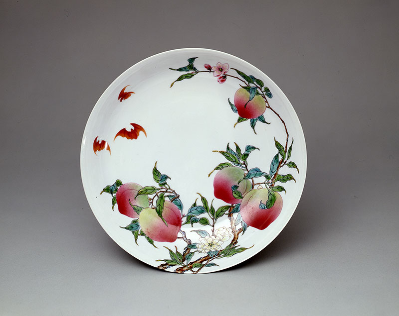 粉彩八桃文盤　清時代 雍正 1723～1735年　景徳鎮窯