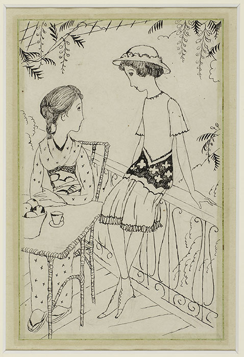 竹久夢二《バルコニー》制作年不詳　福田美術館蔵（旧河村コレクション）