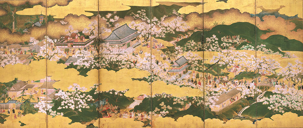 重要文化財　吉野花見図屏風　左隻　桃山時代（16世紀）京都　細見美術館　※展示替え予定