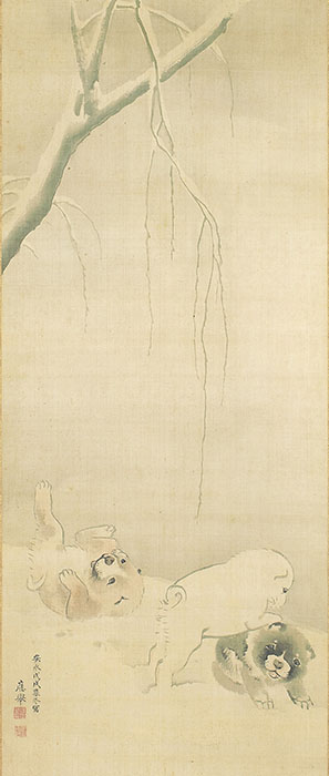 「雪柳狗子図」 円山応挙筆安永7年(1778) 個人蔵