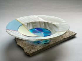 「composition－季節」　H11×直径48cm　ガラス、石