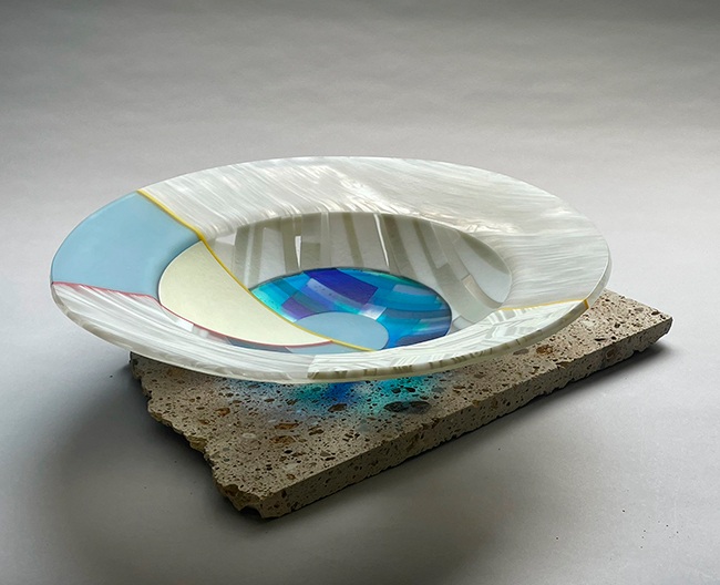 「composition－季節」　H11×直径48cm　ガラス、石