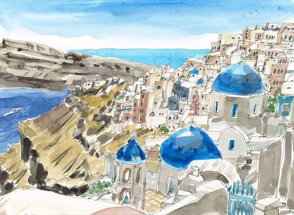 「白い街の青のドーム」　 ジクレー 29 × 37 cm（イメージサイズ）