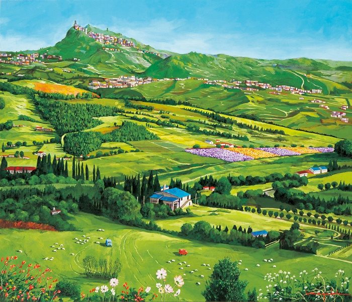 【サンマリノ遠望(サンマリノ共和国)】油彩、F10号