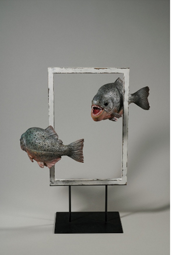 「gateー阿・吽 ー」　H48×W40×D15㎝　楠、檜、鉄