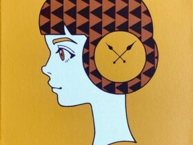 石野まゆ タイトル：「To the past」　2022年制作 技法　　：アクリル絵具、キャンバス サイズ　：縦20×横20cm