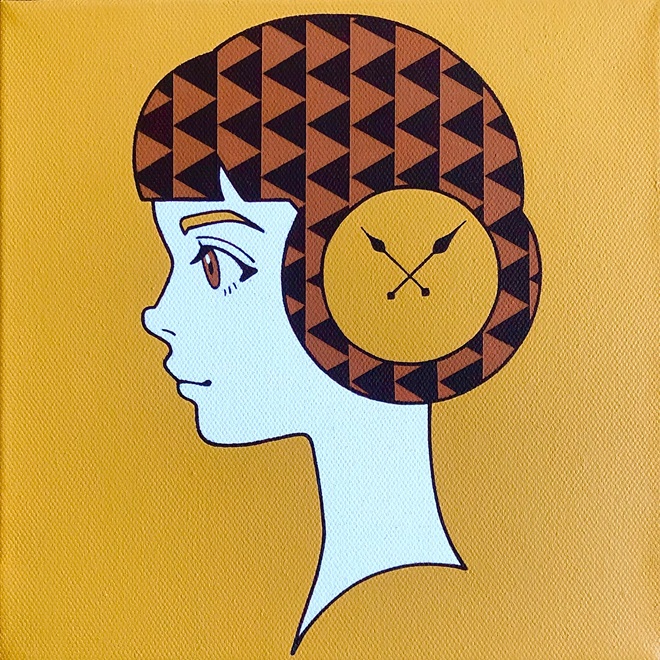 石野まゆ タイトル：「To the past」　2022年制作 技法　　：アクリル絵具、キャンバス サイズ　：縦20×横20cm