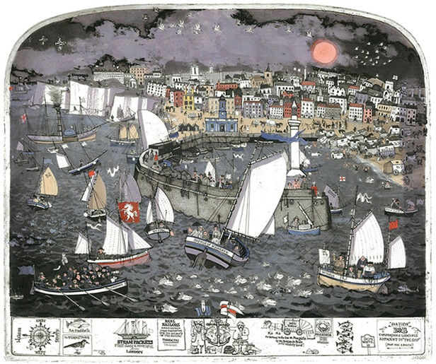 タイトル:「キャプテン・ブースの幻想」 技法 :手彩色銅版画 サイズ :縦51.0×横61.0cm(画寸)