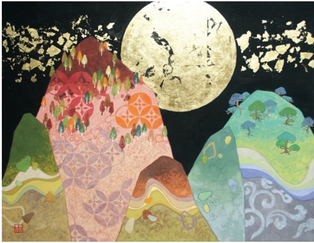 「山越明月」（縦40.9×横53cm）