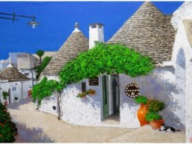 「昼下がりの坂道（アルベロベッロ）」 （縦60.6×横90.9cm）