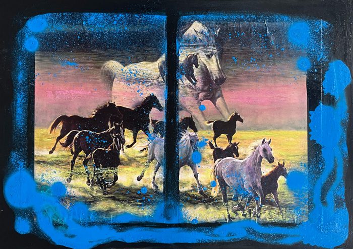 池依依依　 夢と愛 独特な響きに輝く 51.5×36.5cm ミクスドメディア