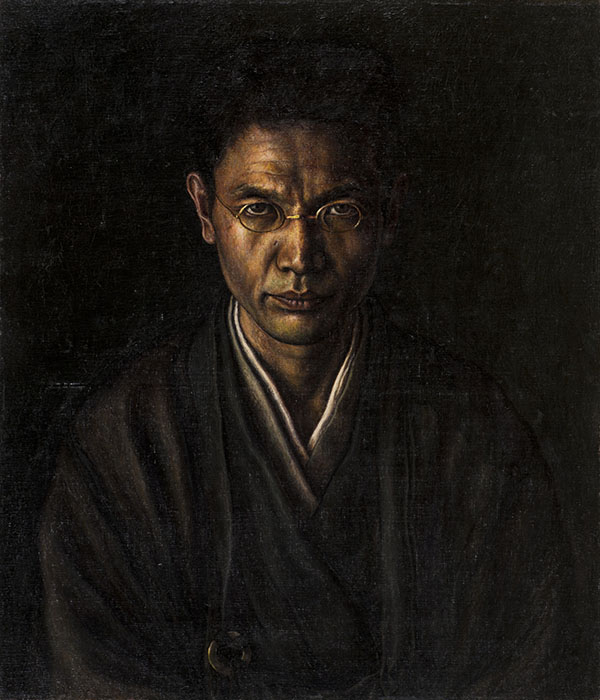 《絡子をかけたる自画像》　大正9年（1920）、福岡県立美術館蔵