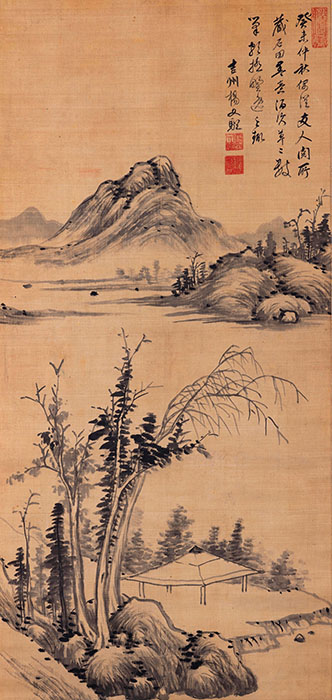 楊文驄「江山孤亭図」 崇禎16年（1643） 遠山記念館蔵