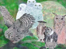 園田瑞穂「ひとりじゃない」（第79回 日本画部門福岡県知事賞受賞作品）