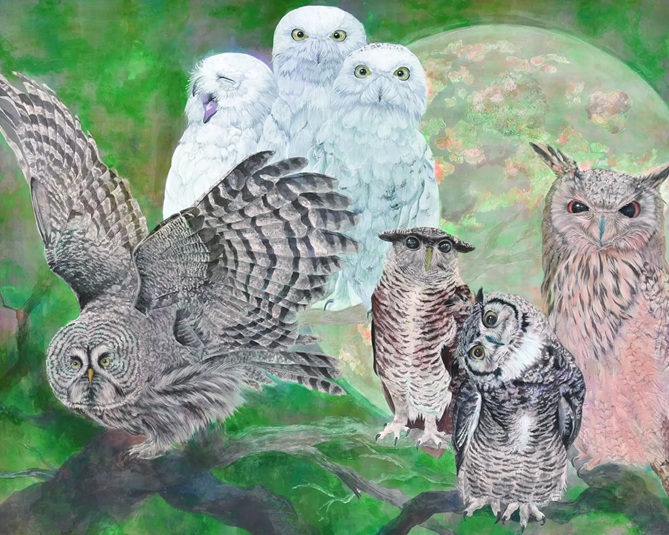 園田瑞穂「ひとりじゃない」（第79回 日本画部門福岡県知事賞受賞作品）