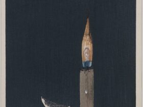 清宮 質文「深夜の蝋燭」木版 17.9×15cm