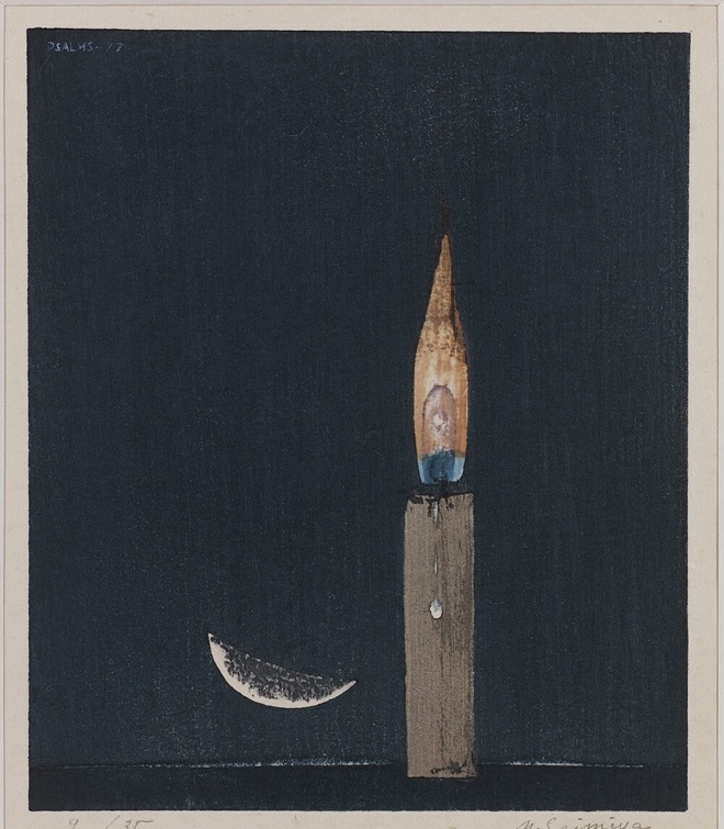 清宮 質文「深夜の蝋燭」木版 17.9×15cm