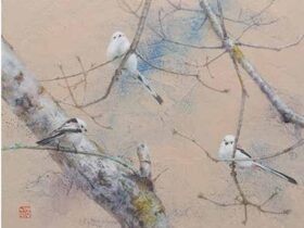 「シマエナガ」　F6　ミクストメディア